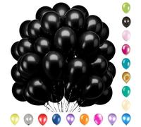 Lot de 100 ballons en latex de qualité hélium pour fêtes d'anniversaire, mariages, fêtes prénatales, Noël et événements - Durable et polyvalent - Noir 25,4 cm