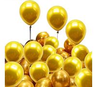 Lot de 100 ballons en latex métallisé pour Saint-Valentin, mariage, anniversaire de mariage, décoration de fête d'anniversaire - Doré métallisé - 25,4 cm