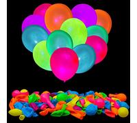 Lot de 100 ballons fluorescents fluorescents réactifs à la lumière noire pour décorations d'anniversaire, de mariage, fournitures de fête