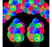 Lot de 100 ballons fluorescents phosphorescents pour fête d'anniversaire, décoration de ballons fluorescents de couleurs mélangées