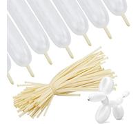 100pcs 30,5cm Ballon Longs Pour Ballons Animaux, Ballons De ModéLisation Magiques Ballons En Latex Pour Anniversaire FêTe De Mariage Bricolage DéCoration De Festival (Blanc)