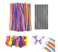 Lot de 100 ballons longs en forme d'animal, 20 ballons ronds colorés, 192 autocollants à motif yeux, adaptés pour les anniversaires, les mariages, les fêtes de vacances, les hôtels, etc