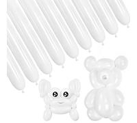 Lot de 100 ballons longs en latex pour modélisation - Pour décoration d'animaux - Pour arche de ballons, mariage, fête d'anniversaire - Blanc