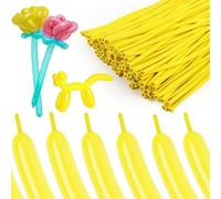 Lot de 100 ballons longs et fins en latex épais à tordre pour animaux de ballons, décorations de fête et clowns, pour attacher des arches de ballons et décorations de fête (jaune)