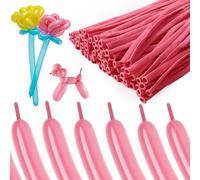 Lot de 100 ballons longs et fins en latex épais à visser pour clowns, arches de ballons et décorations de fête (rose)