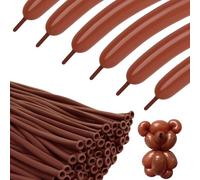 Lot de 100 ballons longs pour ballons animaux - 260 ballons longs marron café à nouer, ballons fins pour décoration de guirlande, anniversaire, mariage