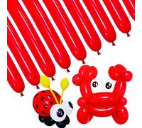 Lot de 100 ballons longs rouges fins en forme d'animal pour modélisation, fête d'anniversaire, anniversaire de mariage
