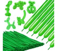 Lot de 100 ballons noirs de 260 longs ballons à visser dans des ballons animaux, idéal pour Halloween et décoration de Noël, vert