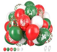 Lot de 100 ballons rouges, verts, 30 cm, verts, rouges, blancs, pour décoration d'anniversaire, de mariage, de fête (rouge et vert)