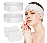 Lot de 100 bandeaux jetables pour spa - Bandeau élastique avec bande magique réglable - Bandeau facial extensible non tissé - Pour soins de la peau - Bandeau essentiel avec fermeture pratique