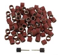 Lot de 100 bandes abrasives grain 240 avec 2 mandrins auto-expansifs en caoutchouc pour outils rotatifs - Compatible avec Dremel, Proxxon et tous les standards 1/8" S