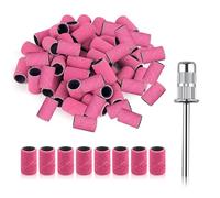 Lot de 100 bandes abrasives pour perceuse à ongles grain 240 - Bandes abrasives fines - Grain 240# - Rose - Avec embouts de mandrin pour manucure et nail art