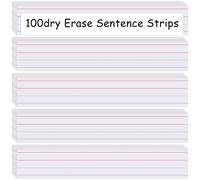 Lot de 100 bandes de phrases effaçables à sec pour enseignants, bandes d'écriture de mots blanches de 40,6 x 7,6 cm, bandes de phrases pour enfants, tout-petits, étudiants, fournitures de salle de