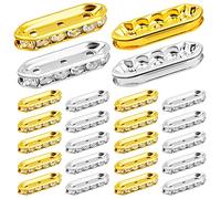 Lot de 100 barres d'espacement en métal à 3 trous et 6 diamants, pour fabrication de bijoux, doré et argenté