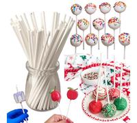 Lot de 100 bâtonnets de sucettes blanches de 15,2 cm pour cake pop, chocolat, biscuits, truffes à la menthe, décorations de gâteaux, 4 mm d'épaisseur