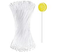 Lot de 100 bâtonnets de sucettes réutilisables en acrylique transparent 15,2 cm