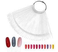 Lot de 100 bâtonnets d'échantillons d'ongles transparents avec anneau en métal pour la pratique du vernis
