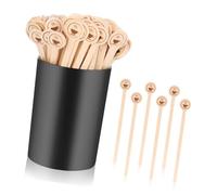 Lot de 100 bâtonnets mélangeurs en bois avec support de rangement et extrémités arrondies pour café et cocktail