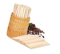 Lot de 100 bâtonnets mélangeurs en bois avec support pour boissons chaudes et froides sur les lieux de travail ou de café