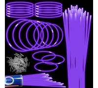 Lot de 100 bâtons fluorescents violets de 55,9 cm en vrac, extra longs et phosphorescents pour bracelets et colliers fluorescents pour Halloween, Mardi Gras, néon, fête, mariage