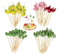Lot de 100 Bois Bâtonnets Cocktail, Brochettes Cocktail, Fruits Bâtons DéCor en Forme, Accessoires de Décoration pour Fruits Canapés Boissons Mariage Sandwichs Fêtes Bar et Clubs (12cm, Multicolore)