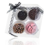 Lot de 100 boîtes à biscuits transparentes de 10,2 x 10,2 x 5,1 cm - Boîtes à chocolat et truffes - Boîtes cadeaux pour pâtisserie, pâtisserie, savon, fraises, gâteaux, friandises pour fêtes