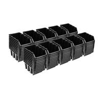Lot de 100 boîtes empilables 70 x 100 x 155 mm - Boîte de rangement empilable Noir
