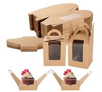 Lot de 100 boîtes individuelles à cupcakes avec fenêtre, support de transport à cupcakes avec poignée et insert pour muffins, cupcakes, pâtisseries, fête, anniversaire, mariage, vacances