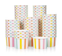 Lot de 100 bols à crème glacée en papier et bols à soupe, 266 ml, rayures Sundae, gobelets à goûter en papier chaud/froid, gobelets à crème glacée, bols à soupe