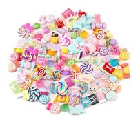 Lot de 100 Bonbons artificiels en résine et Plastique, mélange de Bonbons, Perles Plates en résine, Fournitures Fabrication pour Le Scrapbooking, Couleurs et Formes Assorties.