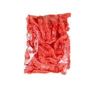Lot de 100 bonnets de douche jetables en plastique élastique imperméable pour femme, spa, hôtel et salon de coiffure, accessoires de bain et de bain Rouge