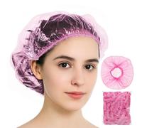 Lot de 100 bonnets de douche jetables, étanches, essentiels pour la maison, l'hôtel, les voyages - Rose