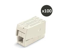 Lot de 100 bornes pour luminaires WAGO 2,5 mm² / 2 rigides - 1 souple / 105°C / Blanc