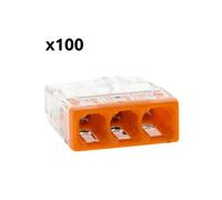 - Lot de 100 bornes S2273 - Connexion rapide - 3 conducteurs - fils rigides 2,5mm² - Blanc