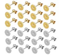 Lot de 100 boucles d'oreilles plates pour boucles d'oreilles et boucles d'oreilles - Plaquettes plates - Pour la fabrication de bijoux