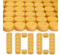 Lot de 100 bougies chauffe-plat en cire d'abeille pure | Bougies en cire d'abeille naturelle non parfumées en vrac, combustion propre, jaune