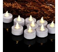 Lot de 100 bougies chauffe-plat LED sans flamme à piles - Bougies chauffe-plat électriques scintillantes réalistes et lumineuses - Longue durée de vie de 200 heures - Pour mariages, fêtes, festivals