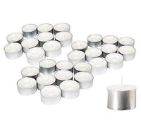 Lot de 100 bougies chauffe-plat sans fumée Durée de vie 4,5 h Blanc sans parfum de paraffine