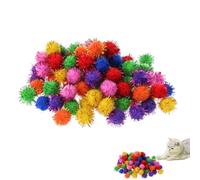 Lot de 100 boules à paillettes pour chat - Boules de pompons décoratives | Assortiment de boules pailletées pour chats | Matériel décoratif, fournitures d'art et d'artisanat pour décorations faites à