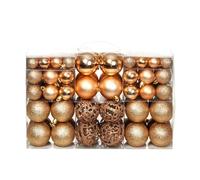 Lot de 100 boules de Noël en plastique or rose, 3/4/6 cm, tailles assorties, anti-éclats, pour mariage, arbre et décoration d'intérieur, avec fil de suspension