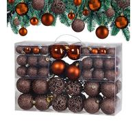 Lot de 100 Boules de Noël en Plastique Robuste Décoration de Noël intérieur extérieur Décoration pour Sapin Brun