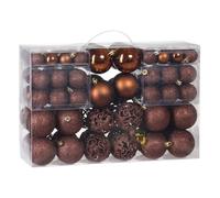 Lot de 100 boules de Noël en plastique robuste Décoration de Noël intérieur extérieur Décoration pour sapin brun