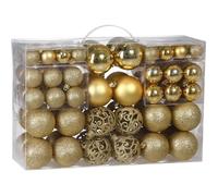 Lot de 100 Boules de Noël en Plastique Robuste Décoration de Noël intérieur extérieur Décoration pour Sapin Or