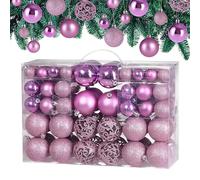 Lot de 100 Boules de Noël en Plastique Robuste Décoration de Noël intérieur extérieur Décoration pour Sapin Rose