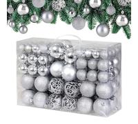 Lot de 100 Boules de Noël en Plastique Robuste Décoration de Noël intérieur extérieur Décoration pour Sapin Argent