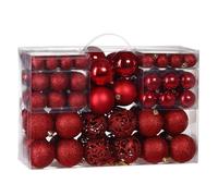 Lot de 100 boules de Noël en plastique robuste Décoration de Noël intérieur extérieur Décoration pour sapin rouge