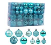 Lot de 100 boules de Noël sans éclats - Décoration de sapin de Noël - Décorations à suspendre (bleu glacier)