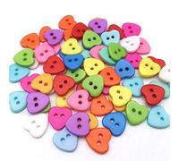 Lot de 100 boutons à 2 trous en forme de cœur en résine pour la couture, les projets d'artisanat, les décorations, le tricot, les accessoires de vêtements (couleur aléatoire)