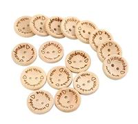 Lot de 100 boutons à coudre en bois naturel 25 mm avec 2 trous faits à la main avec étiquettes d'amour, vêtements, loisirs créatifs et décorations