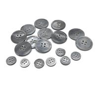 Lot de 100 boutons de costume pour blazer, veste, manteau, fournitures de couture professionnelles, 4 tailles de 1,3 à 2,3 cm, boutons gris à 4 trous